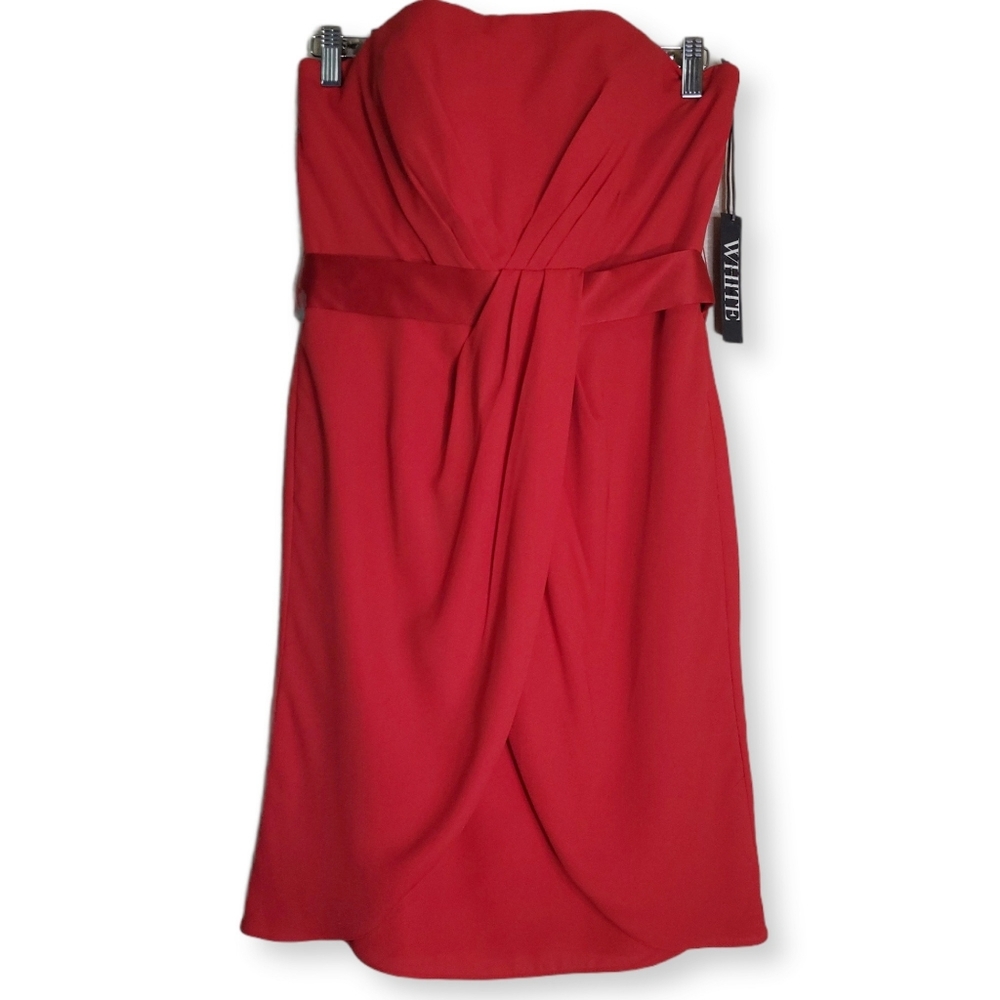 White By Vera Wang NWT Red Strapless Crepe Dress